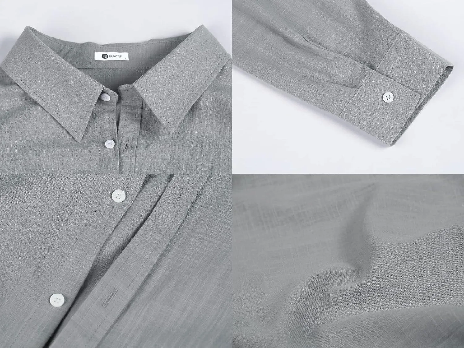 Mens Button Up Shirts Long Sleeve Linen Beach Casual Cotton Summer Lightweight Tops