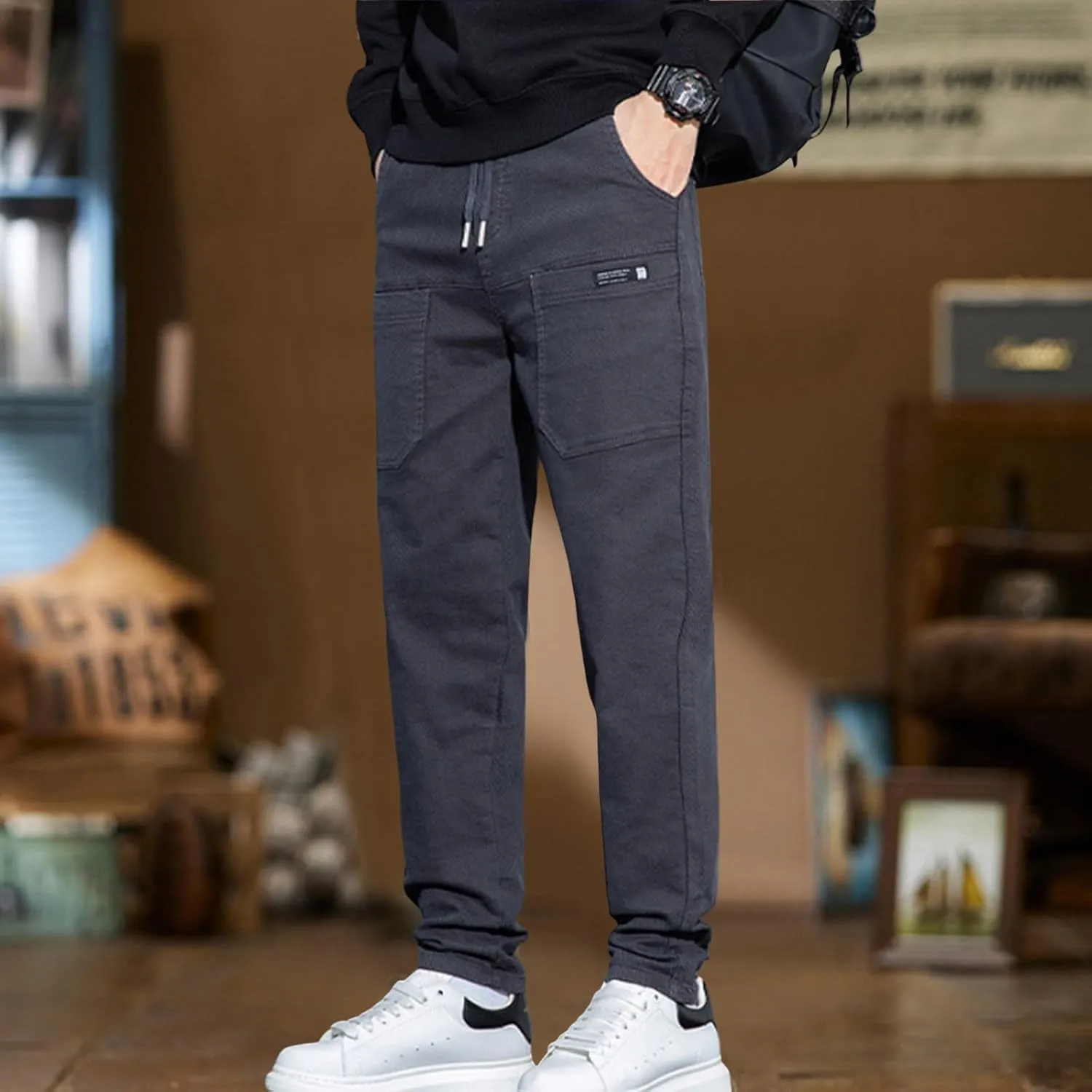 Mens Cargo Pants High Stretch Work Pant Multi-Pocket Comfy Fit Tapered Chinos Jeans Relaxed Fit Stretch Casual Pant
