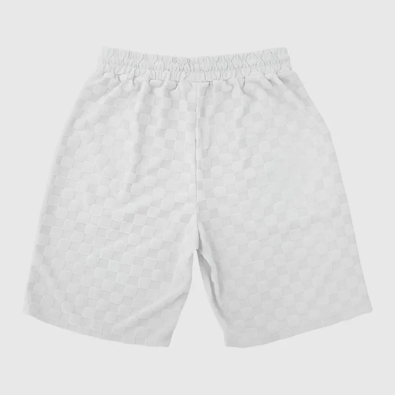 Men's Casual Loose Jacquard Plaid Short Sleeved T-Shirt and Shorts Outfit Set