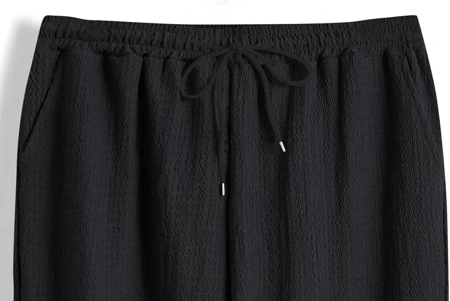 Mens Casual Pants Relaxed Fit Wide Leg Trousers High-Rise Summer Elastic Waist Drawstring Casual Flat Front Pants