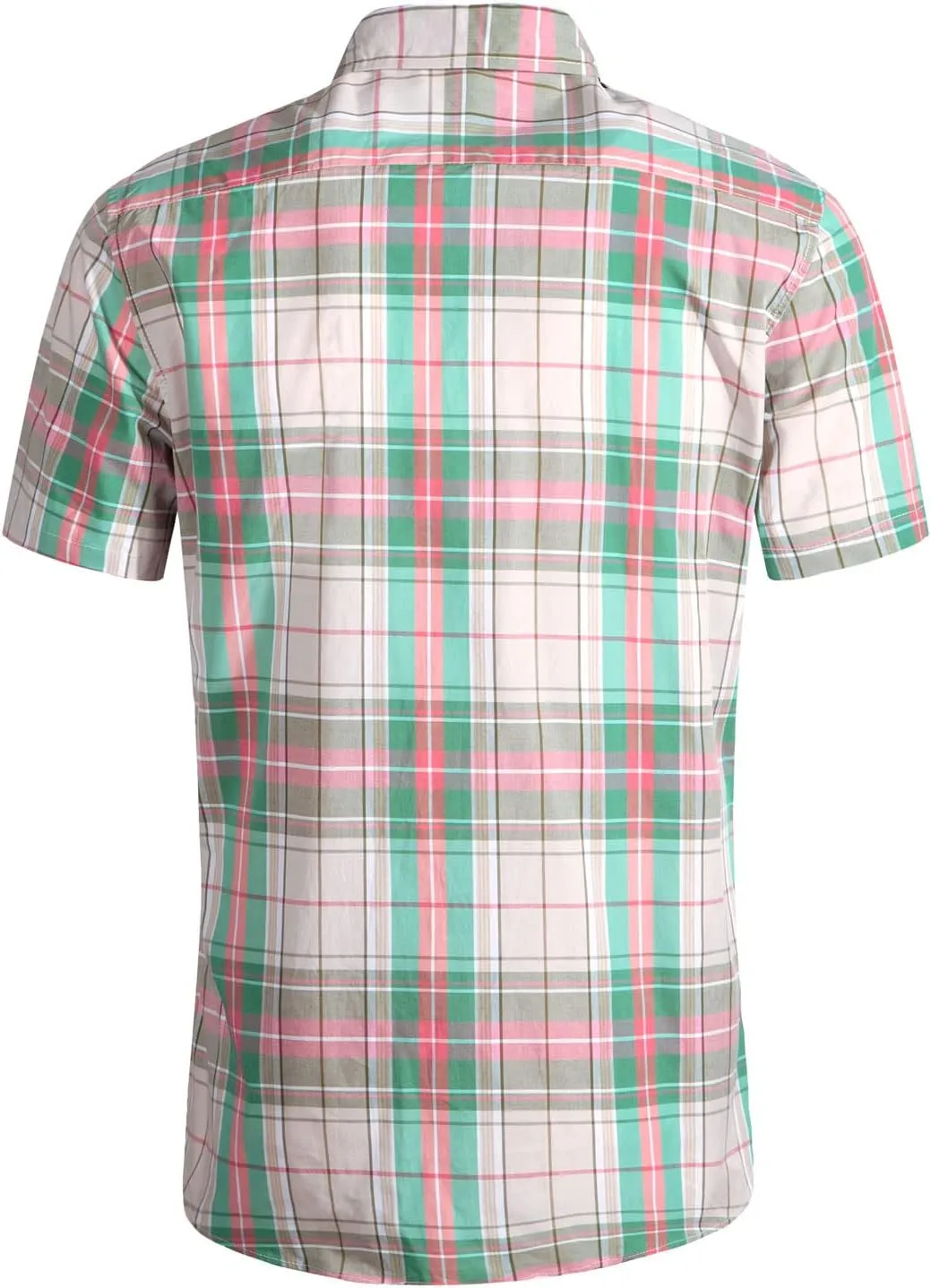Mens Casual Regular Fit Short Sleeve Plaid Shirts
