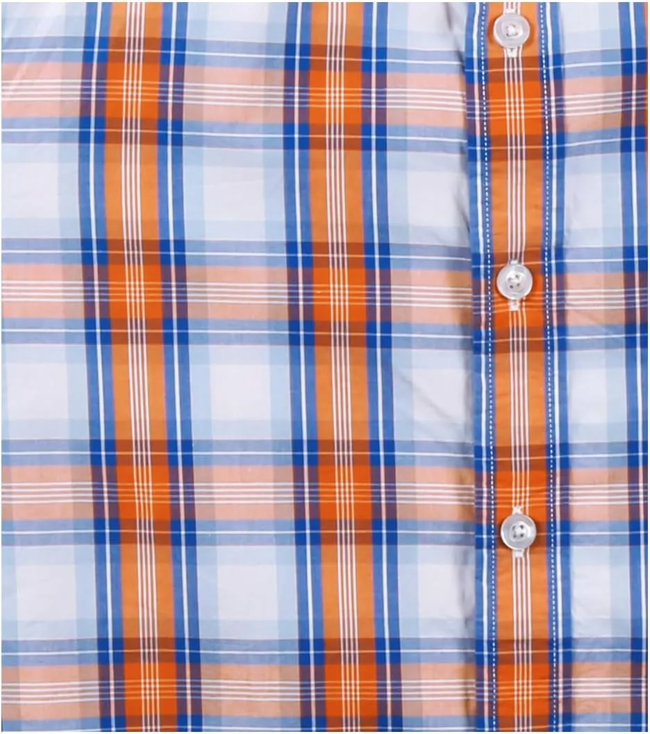 Mens Casual Regular Fit Short Sleeve Plaid Shirts