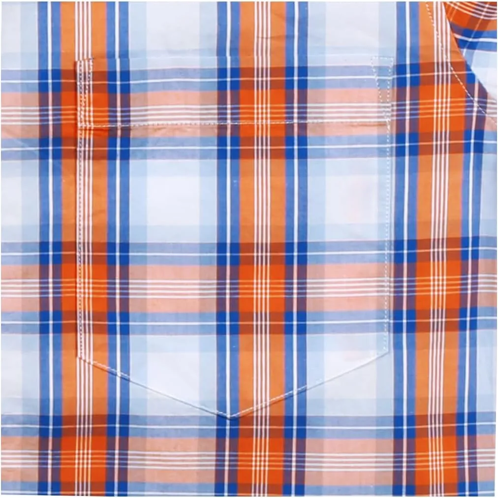 Mens Casual Regular Fit Short Sleeve Plaid Shirts