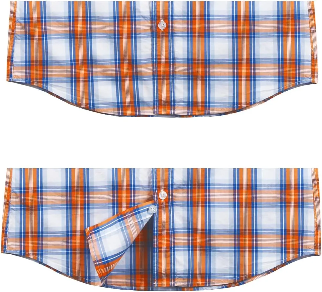 Mens Casual Regular Fit Short Sleeve Plaid Shirts