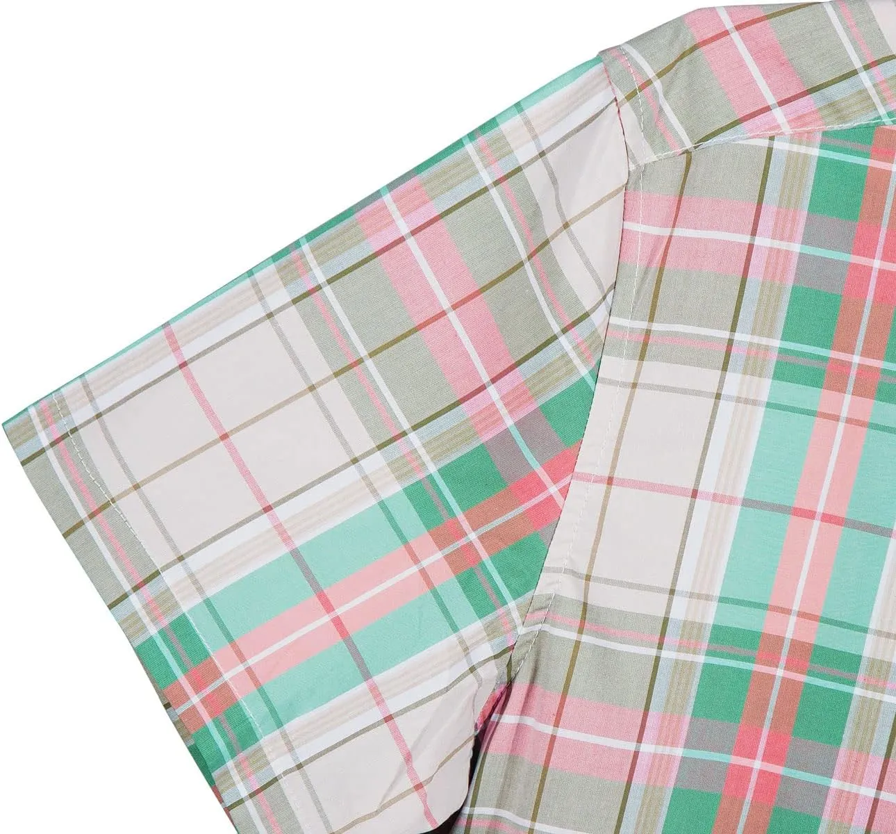 Mens Casual Regular Fit Short Sleeve Plaid Shirts