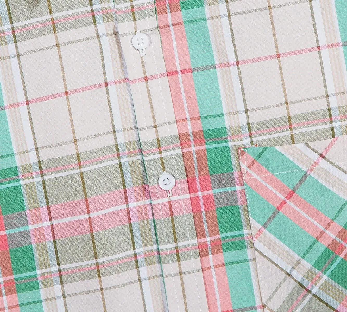 Mens Casual Regular Fit Short Sleeve Plaid Shirts