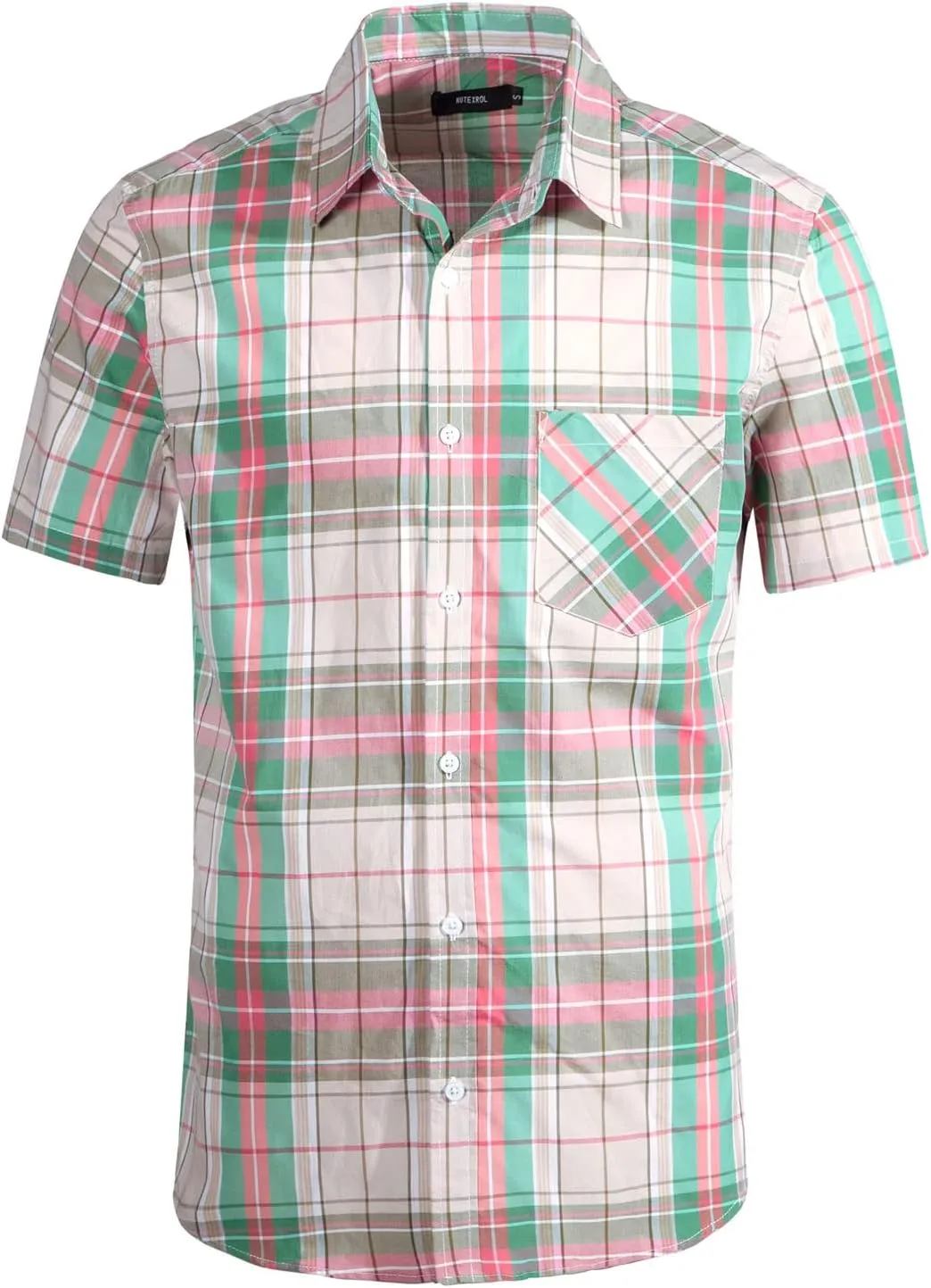 Mens Casual Regular Fit Short Sleeve Plaid Shirts