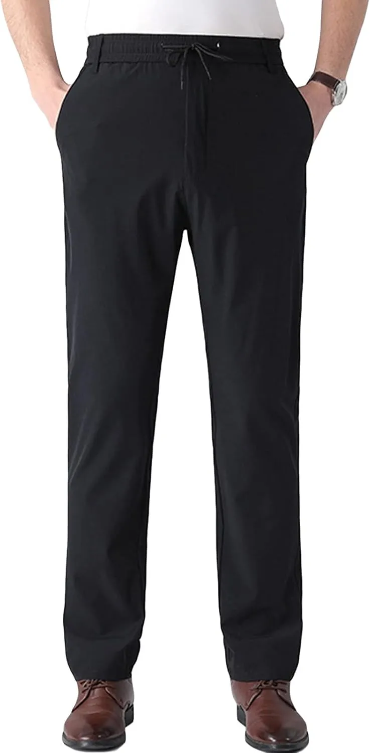 Men's Classic-Fit Wrinkle-Resistant Flat-Front Chino Pant Straight-Fit Casual Stretch Khaki Pant Relaxed Pant