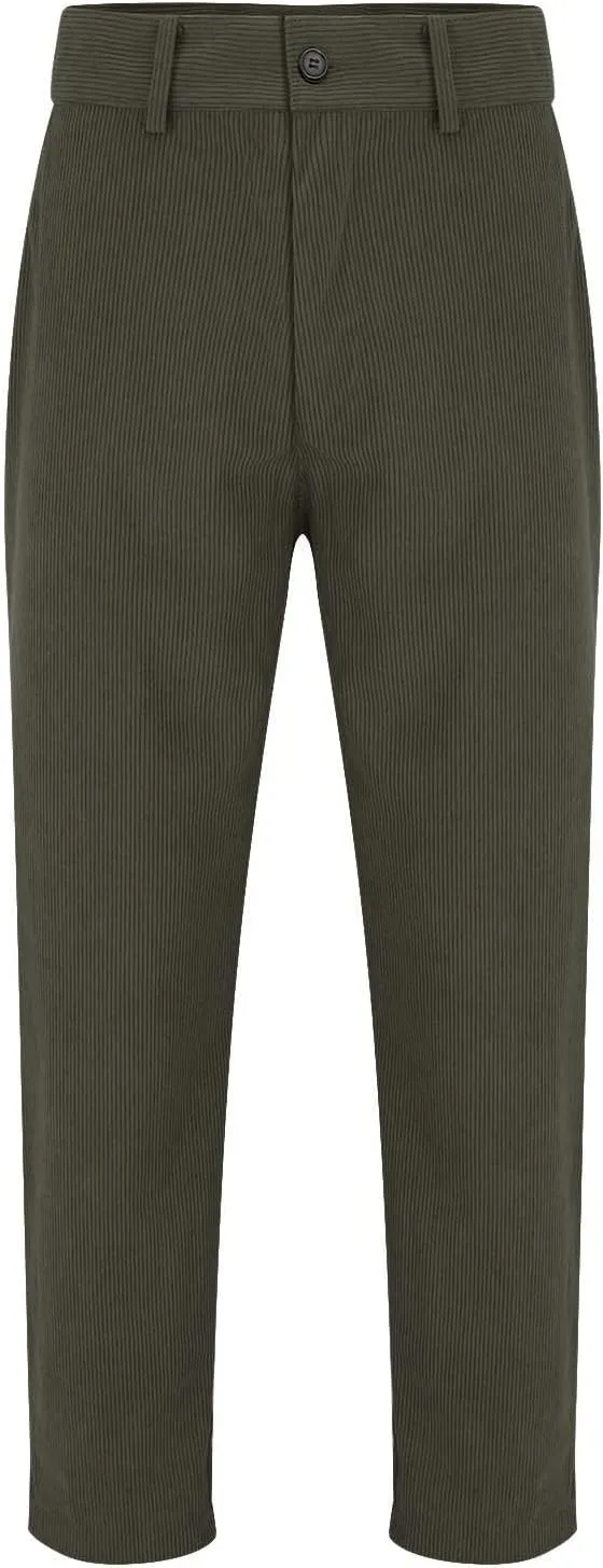 Mens Corduroy Dress Pants Straight Leg Flat Front Casual Chino Pants Fashion Low Rise Relaxed Fit Slacks with Pockets