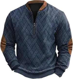 Men's Crewneck Sweatshirts Men's Casual Fashion Loose 3D Printed Zipper Long Casual V Neck Slim Fit Pullover T-Shirt