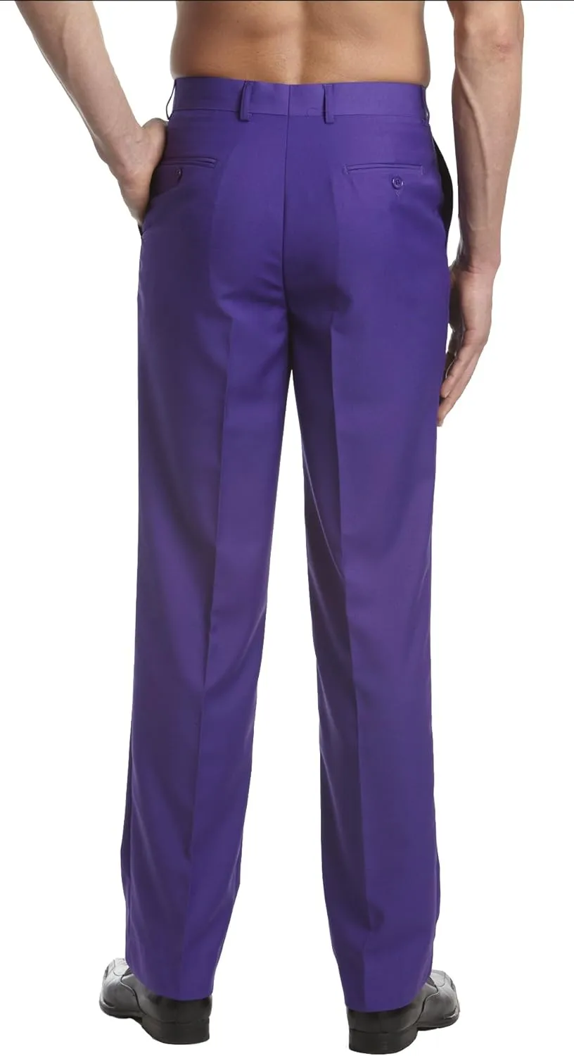 Mens Dress Pant Trousers Flat Front Solid Mix Multi Color Design