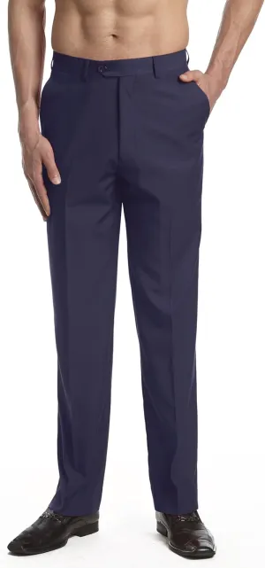 Mens Dress Pant Trousers Flat Front Solid Mix Multi Color Design