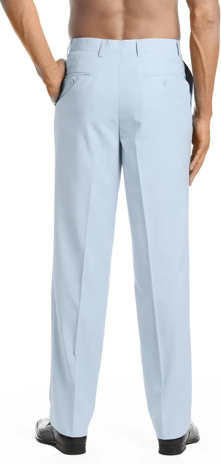 Mens Dress Pant Trousers Flat Front Solid Mix Multi Color Design