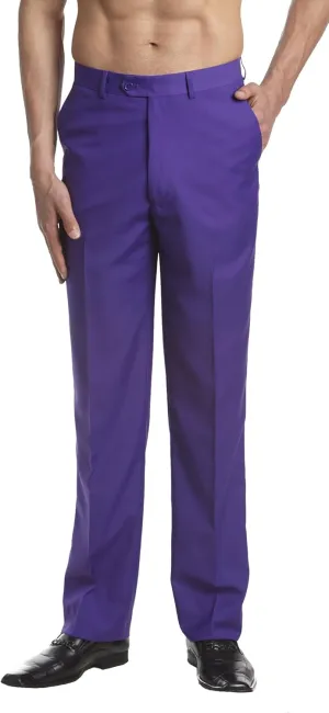 Mens Dress Pant Trousers Flat Front Solid Mix Multi Color Design