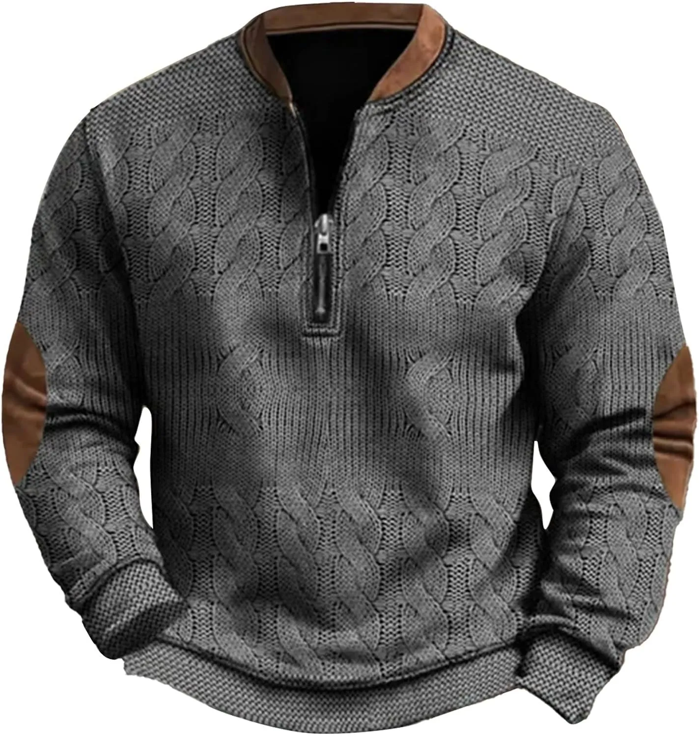 Men's Fleece Crewneck Sweatshirts Men's Casual Fashion Loose 3D Printed Zipper Casual V Neck Slim Fit Pullover