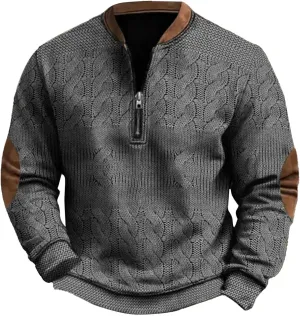 Men's Fleece Crewneck Sweatshirts Men's Casual Fashion Loose 3D Printed Zipper Casual V Neck Slim Fit Pullover