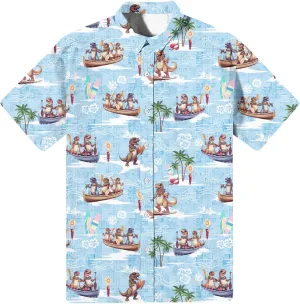 Mens Funny Hawaiian Short Sleeve Casual Button Down Shirts