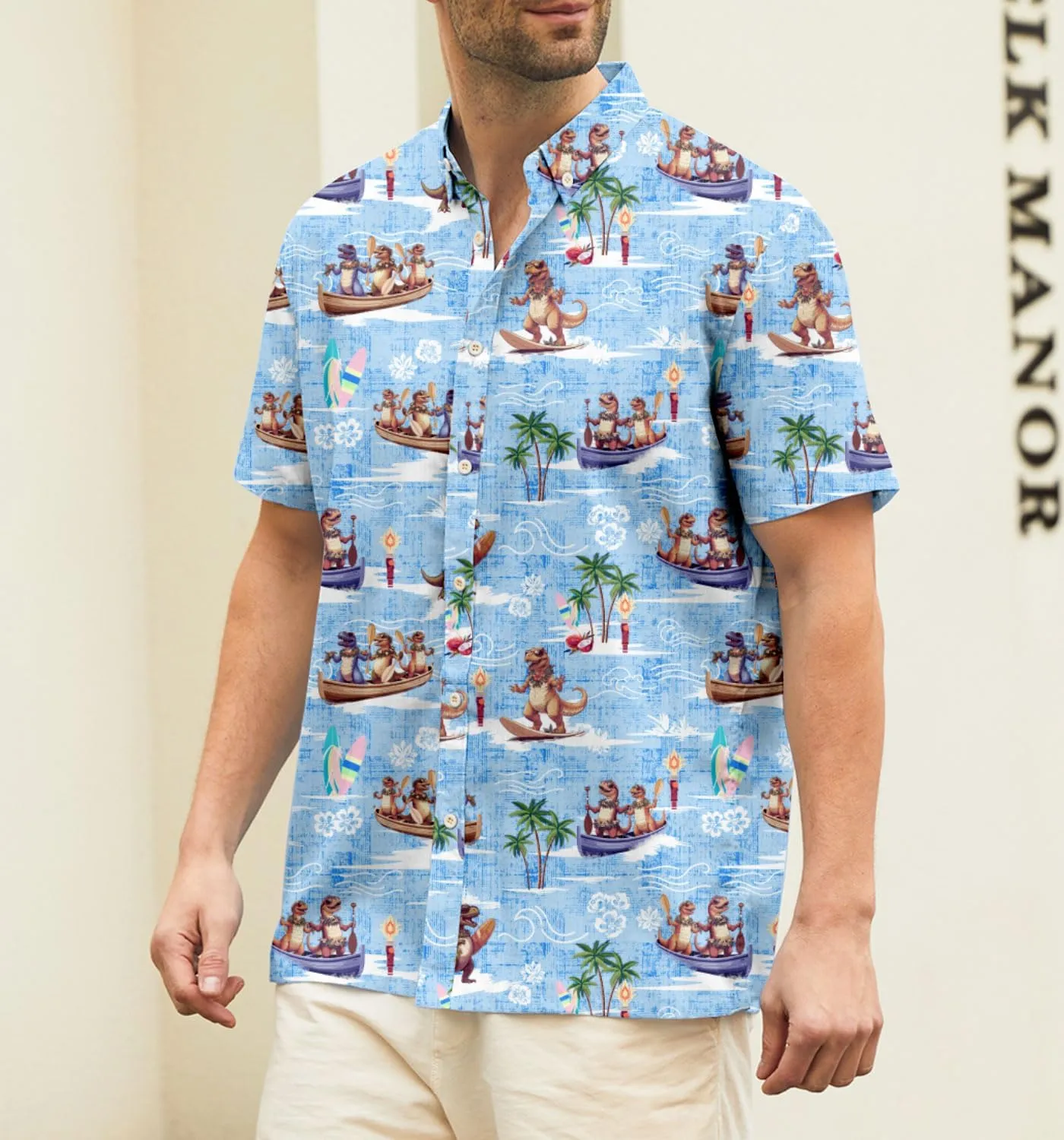 Mens Funny Hawaiian Short Sleeve Casual Button Down Shirts