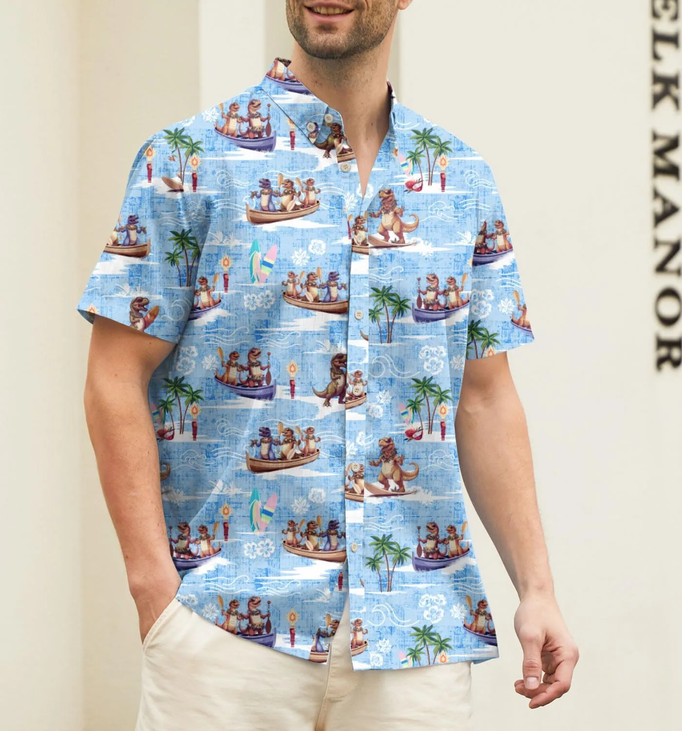 Mens Funny Hawaiian Short Sleeve Casual Button Down Shirts