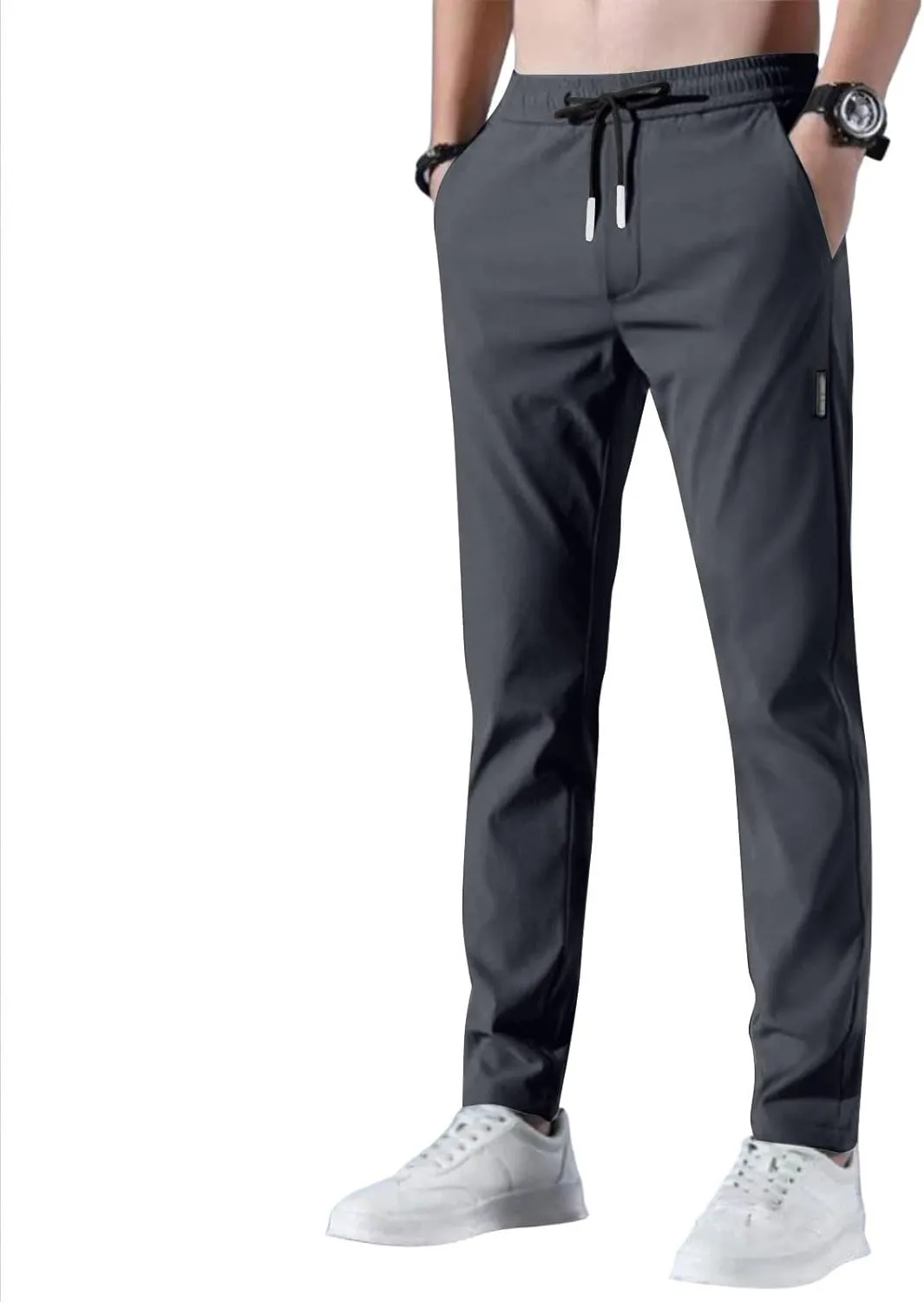Mens Golf Pants Stretch Relaxed Fit Casual Golf Joggers Lightweight Active Pull On Pants Quick Dry Hiking Trousers