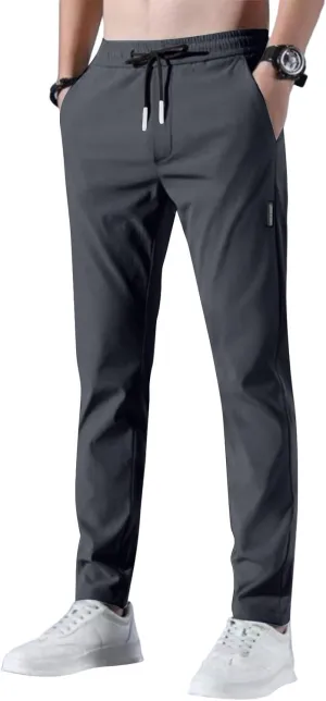 Mens Golf Pants Stretch Relaxed Fit Casual Golf Joggers Lightweight Active Pull On Pants Quick Dry Hiking Trousers
