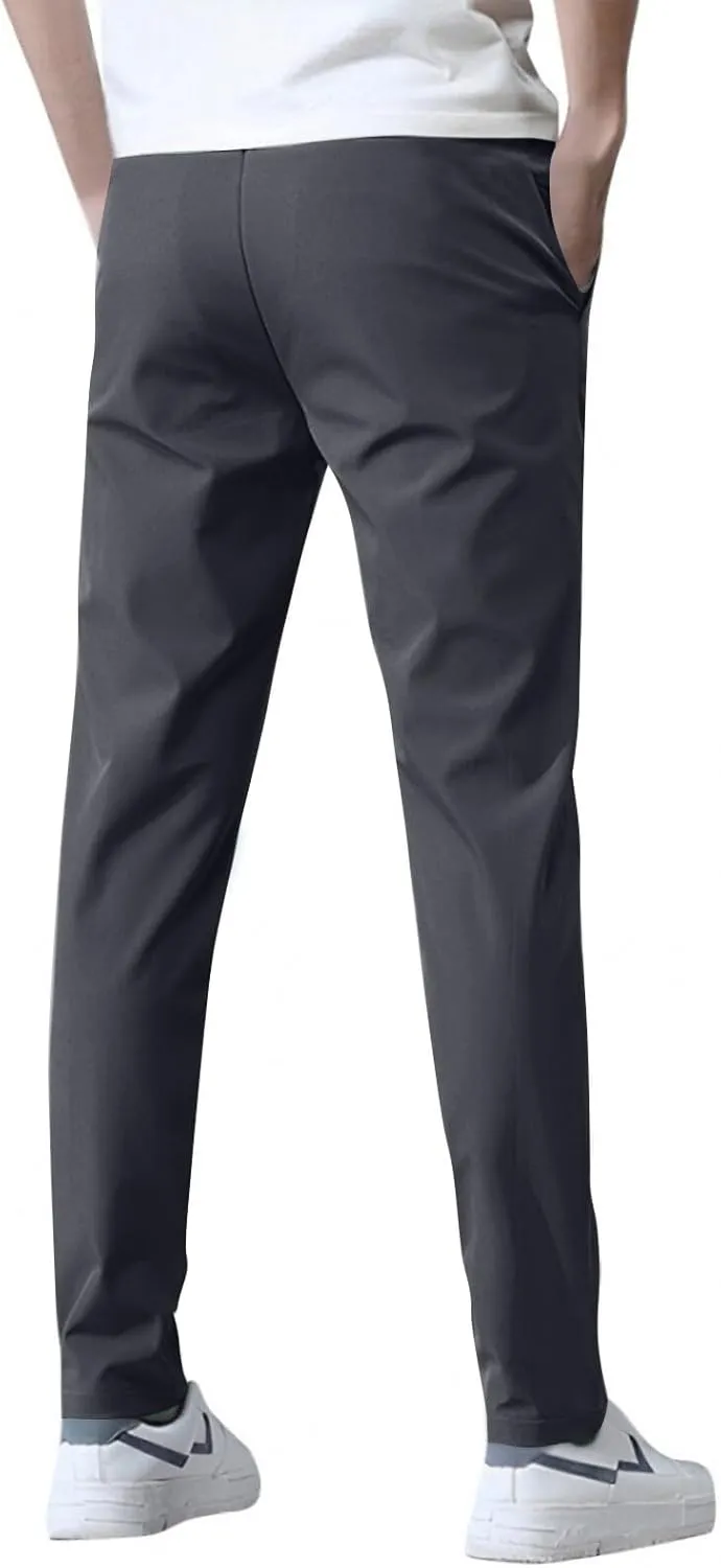 Mens Golf Pants Stretch Relaxed Fit Casual Golf Joggers Lightweight Active Pull On Pants Quick Dry Hiking Trousers