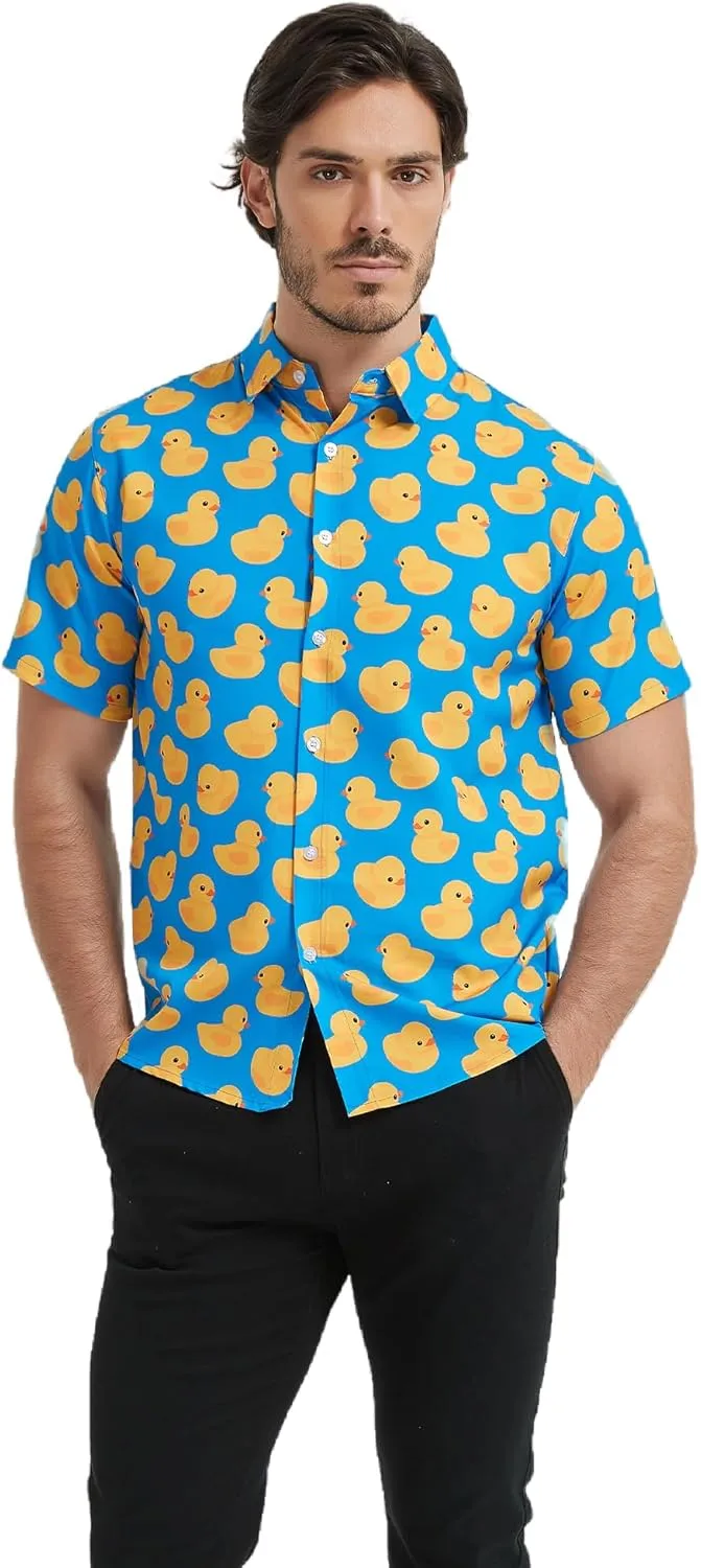 Mens Hawaiian Shirts Short Sleeve Casual Button Down Shirt