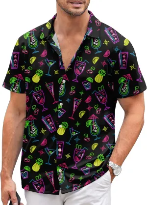 Mens Hawaiian Shirts Short Sleeve Casual Button Down Shirt
