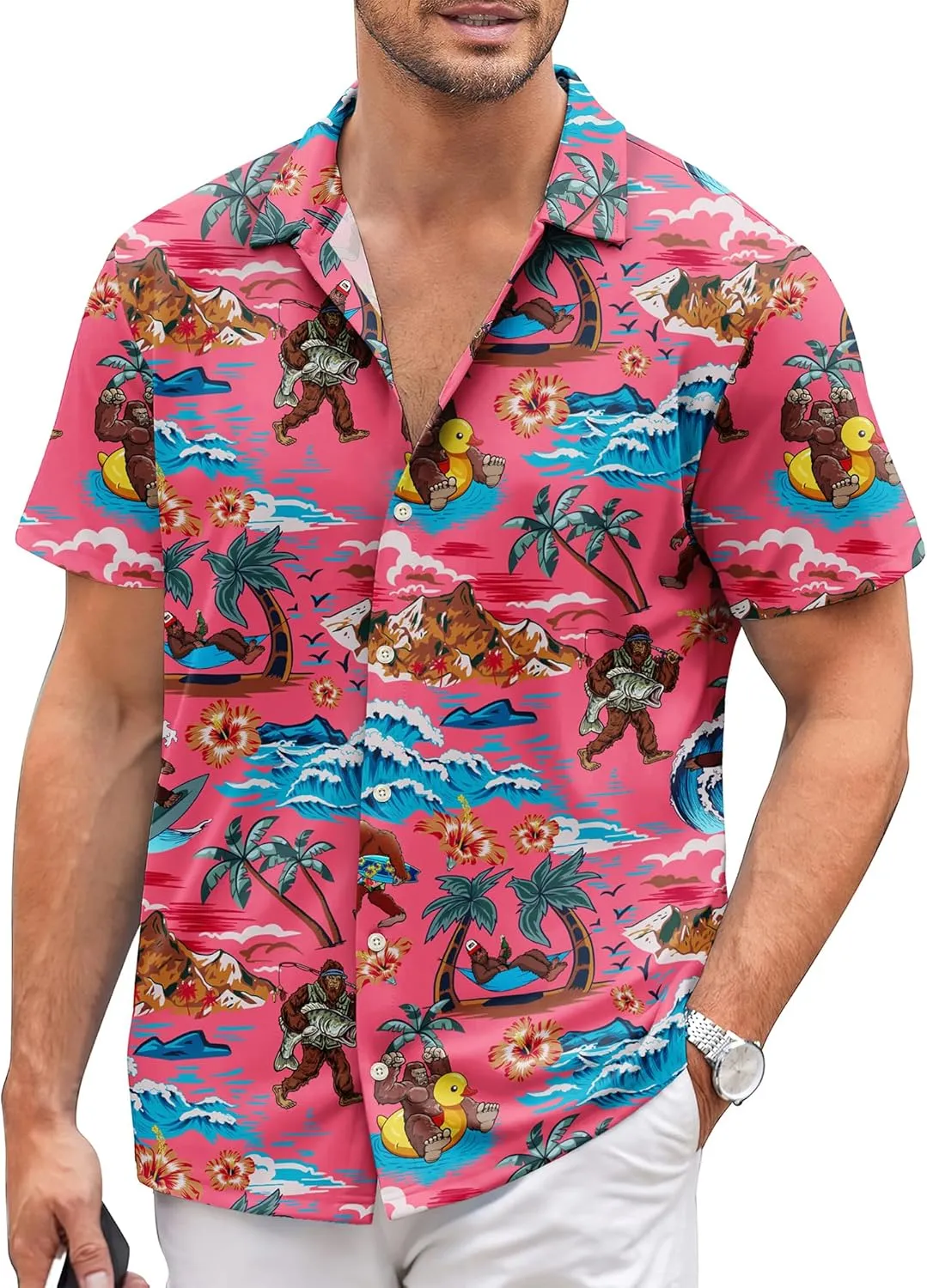 Mens Hawaiian Shirts Short Sleeve Casual Button Down Shirt