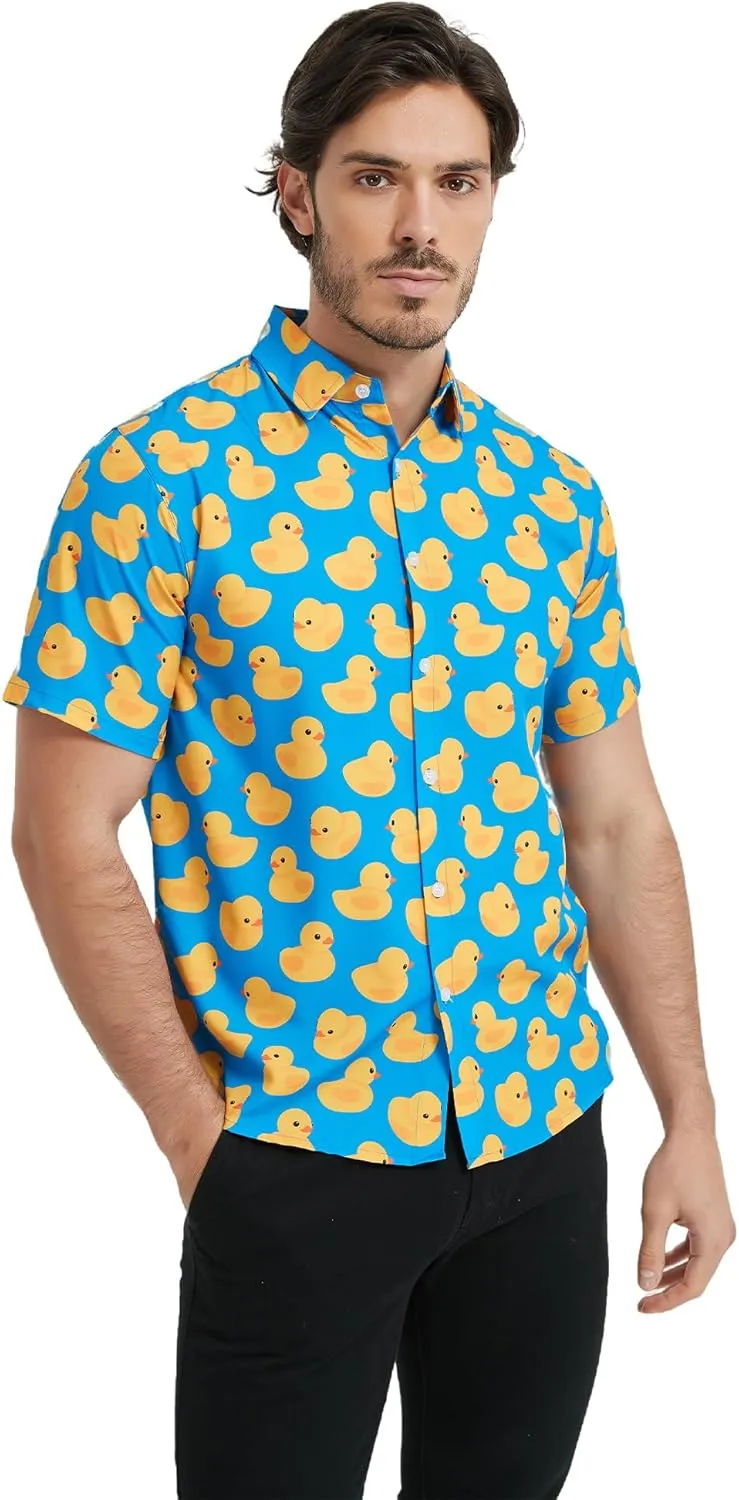 Mens Hawaiian Shirts Short Sleeve Casual Button Down Shirt