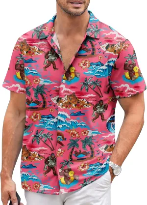 Mens Hawaiian Shirts Short Sleeve Casual Button Down Shirt