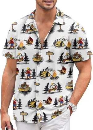 Mens Hawaiian Shirts Short Sleeve Casual Button Down Shirt