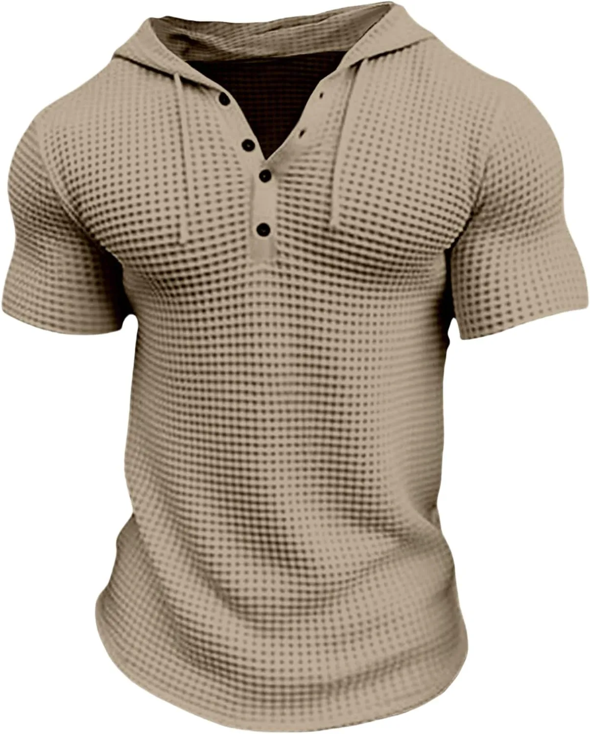 Mens Hoodies Drawstring Waffle Knit Tops Slim Fit Lightweight Summer Hooded Sweatshirt Gym Muscle Fit T Shirts Tshirt