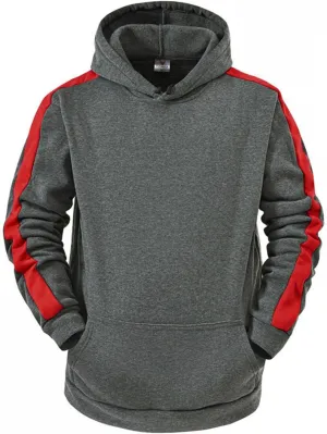 Mens Hoodies Pullover Men's Contrast Raglan Long-Sleeve Pullover Blend Fleece Hoodie with Kanga Pocket Sweatshirts Tops