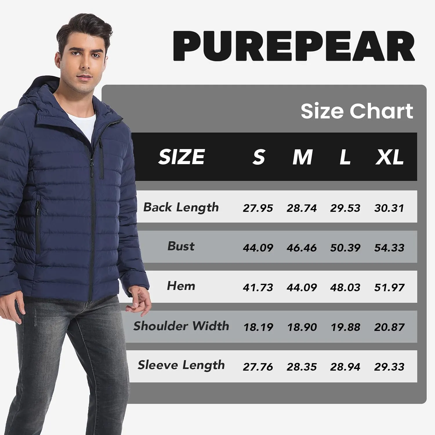Men's Lightweight Packable Down Jacket Water-Resistant Winter Puffer Jackets with Hood