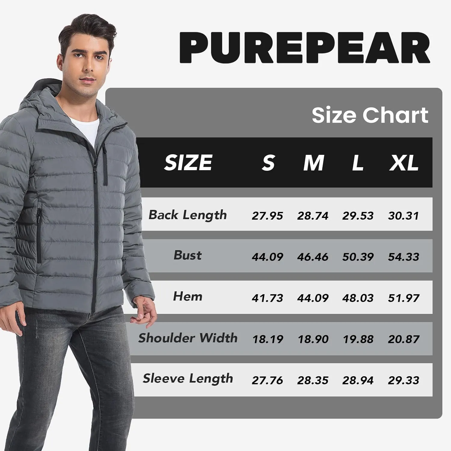 Men's Lightweight Packable Down Jacket Water-Resistant Winter Puffer Jackets with Hood