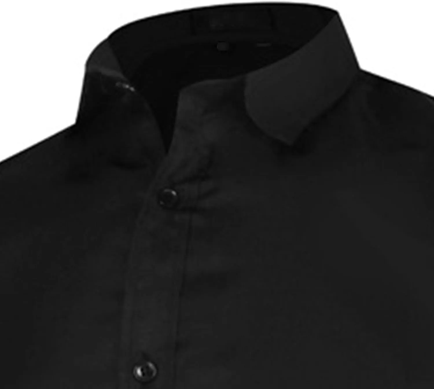Men's Long Sleeve Dress Shirt Plaid Collar Casual Button Down Shirts Solid Business Formal Slim Fit Shirt
