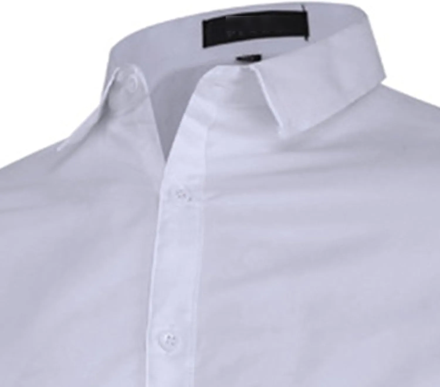 Men's Long Sleeve Dress Shirt Plaid Collar Casual Button Down Shirts Solid Business Formal Slim Fit Shirt