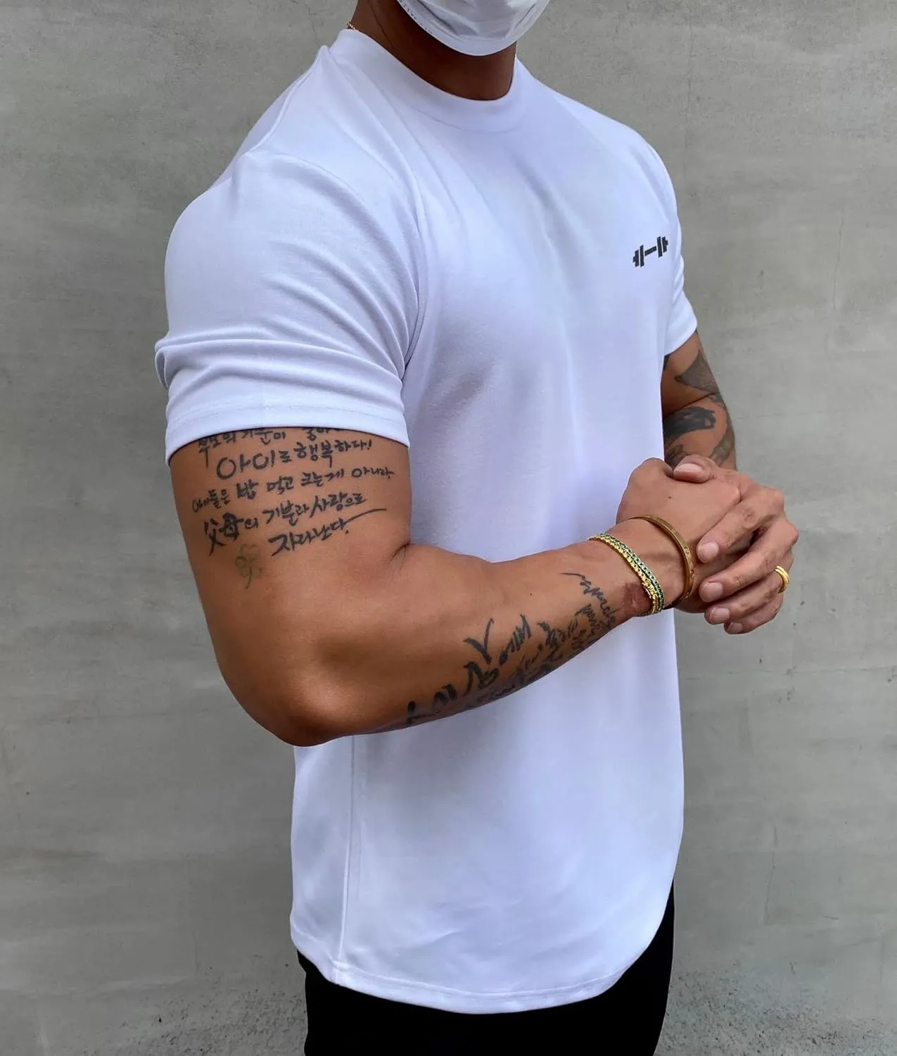 Men's Muscle Fit Longline Bodybuilding Workout Casual Fashion Short Sleeve T-Shirt