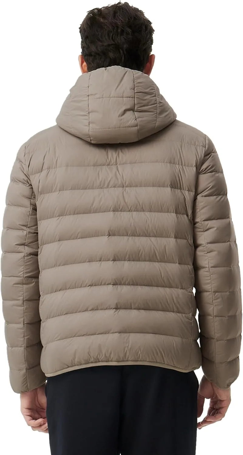 Men's Packable Down Jacket Lightweight Winter Windproof Puffer Jacket Hooded Warm Outdoor Down Coats for Travel