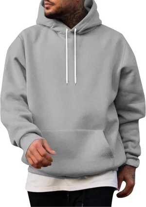 Mens Pullover Hoodies Comfy Vintage Winter Solid Colored Sweater Loose Pullover Sweater Mens Winter Shirt with Pockets