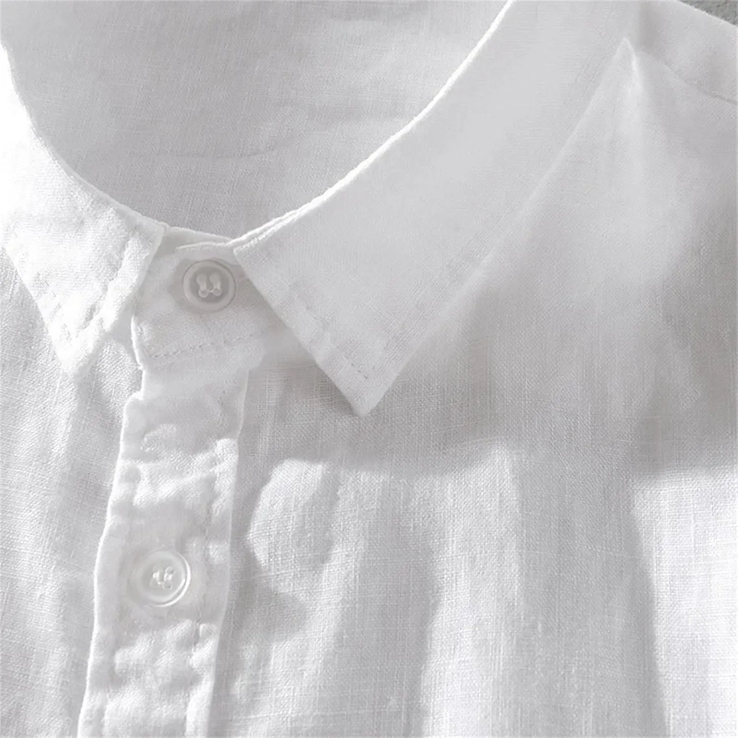 Mens Pure Linen Short Sleeve Shirt for Men Casual Half Sleeve Cotton Linen Fabric White Color Men's Wear Top