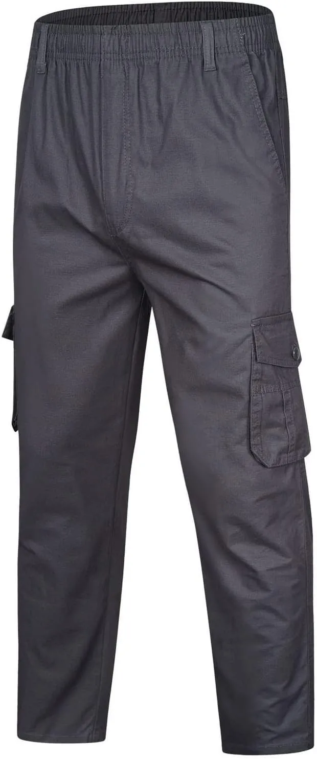 Men's Relaxed Fit Stretch Cargo Pant Tactical Hiking Elastic Waist Pants with Pocket Lightweight Casual Trousers