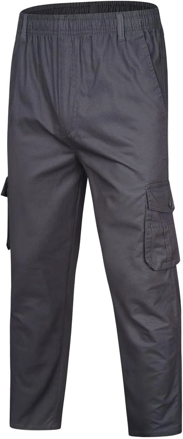 Men's Relaxed Fit Stretch Cargo Pant Tactical Hiking Elastic Waist Pants with Pocket Lightweight Casual Trousers