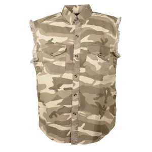 Men's Sand Camo Lightweight Sleeveless Denim Shirt