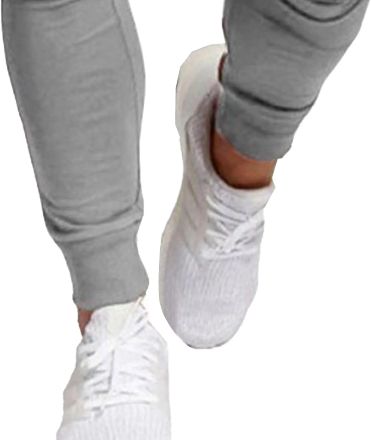 Men's Slim Fit Solid Drawstring Pants Cotton Casual Joggers Athletic Trousers Elastic Waist Stretch Hiking Sweatpants