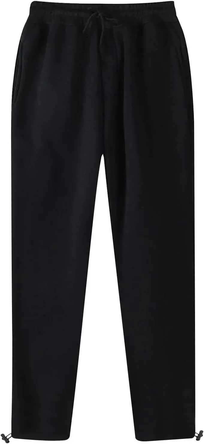 Men's Straight Leg Pants Adjustable Hem Elastic Lightweight Relaxed Drawstring Daily Street Travel Comfy Casual Lounge