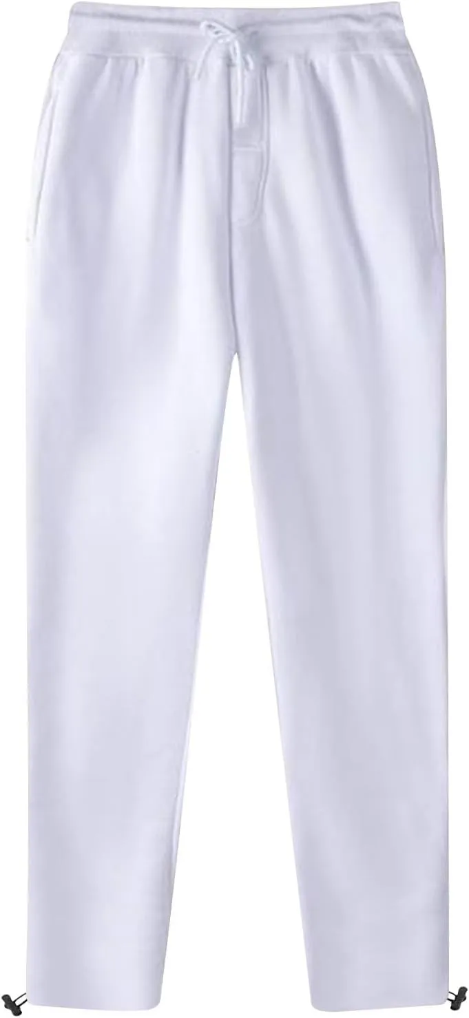 Men's Straight Leg Pants Adjustable Hem Elastic Lightweight Relaxed Drawstring Daily Street Travel Comfy Casual Lounge