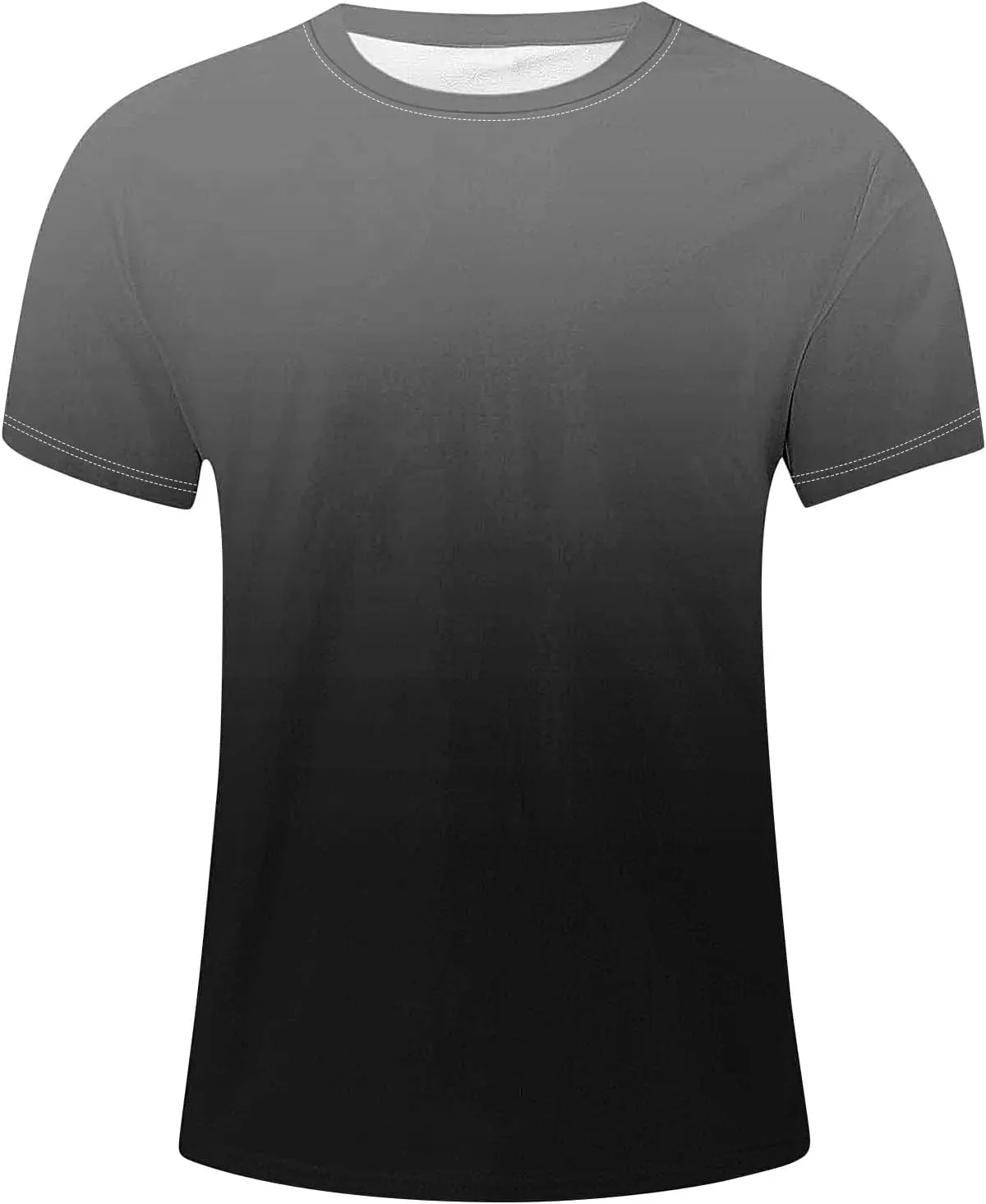 Mens Summer Shirt Causal Short Sleeve Gradient Color Fashion Top Lightweight Crewneck Shirts Gym Workout Pullover