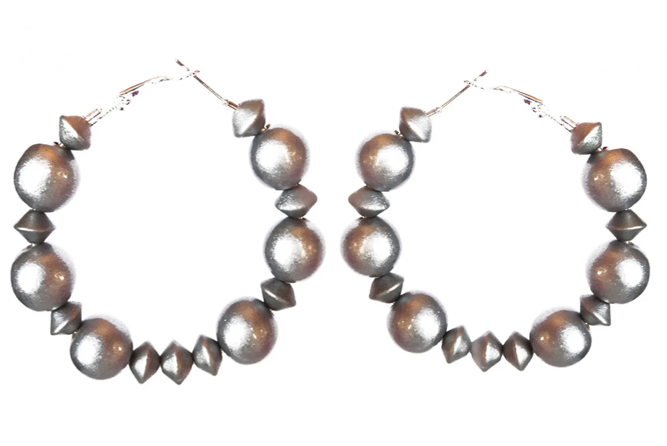Metallic Accent Hoop Earrings